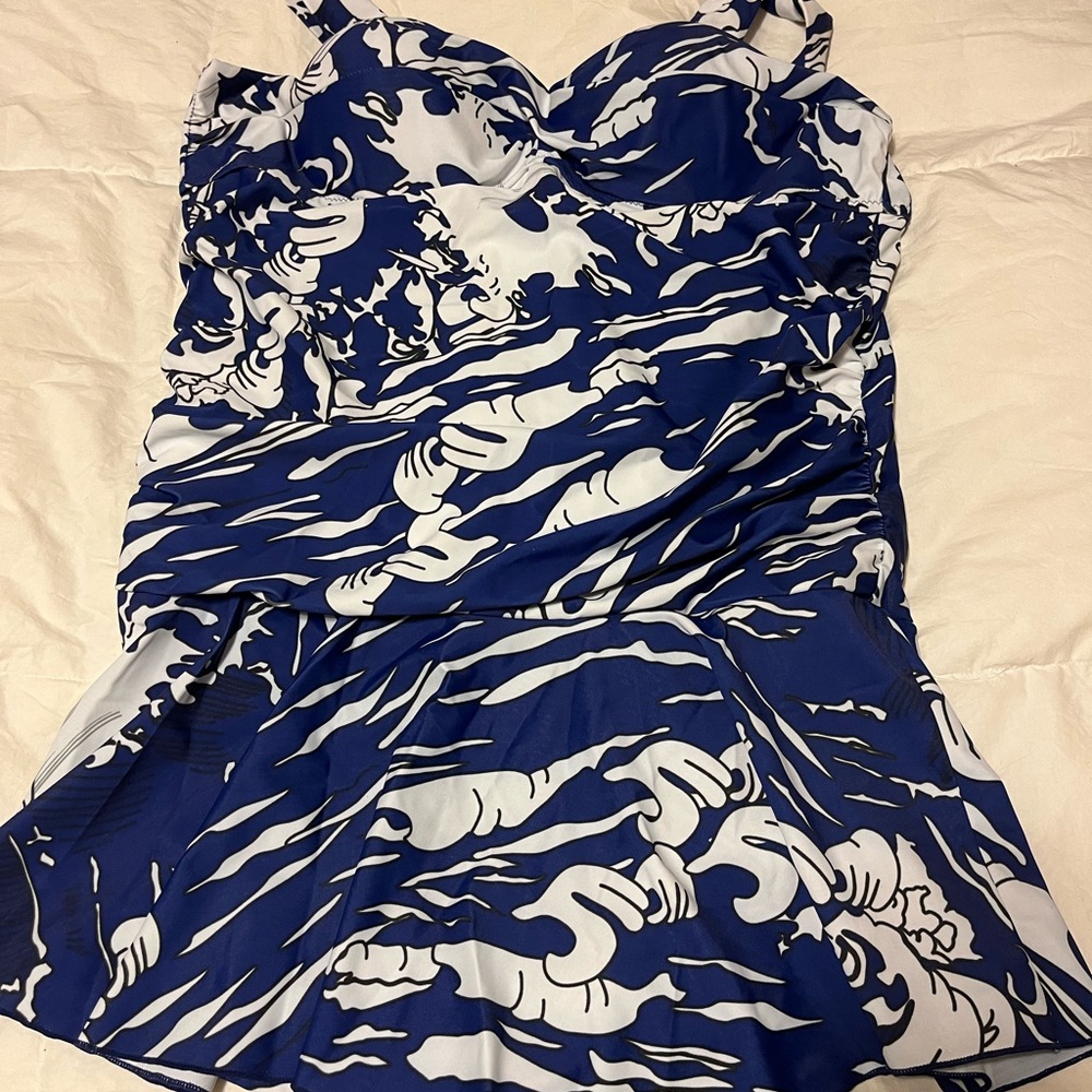 COPY - Brand New without tags 1 piece bathing suit. Blue and white size XXL